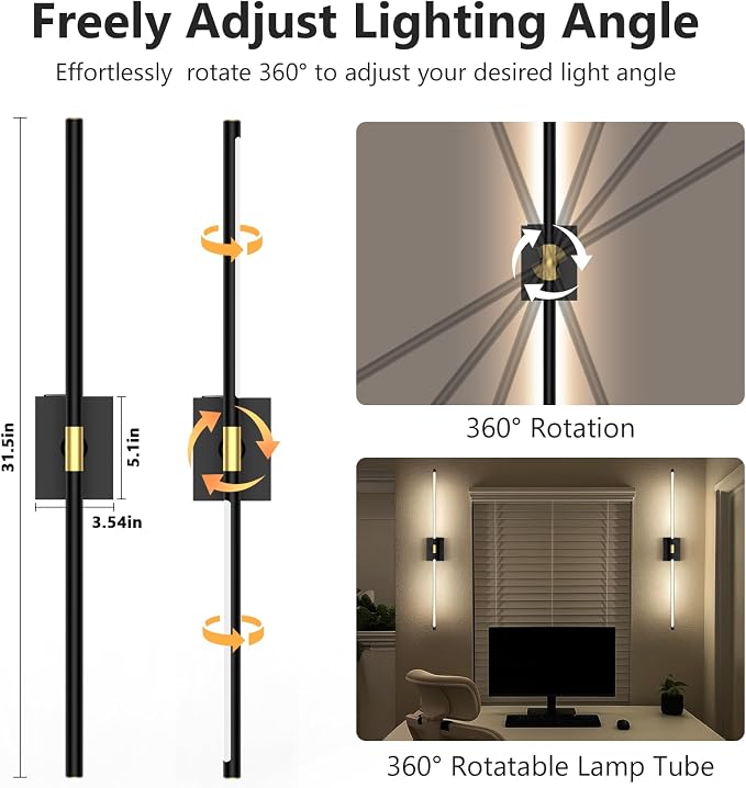 Eneru Battery Operated Wall Sconces Set of 2, Rechargeable Wireless Lights | 10000mAh Battery Powered, Touch and Remote Control, 4CCT Dimmable Wall Lamps for Indoor Living Room Hallway Picture Bedroom