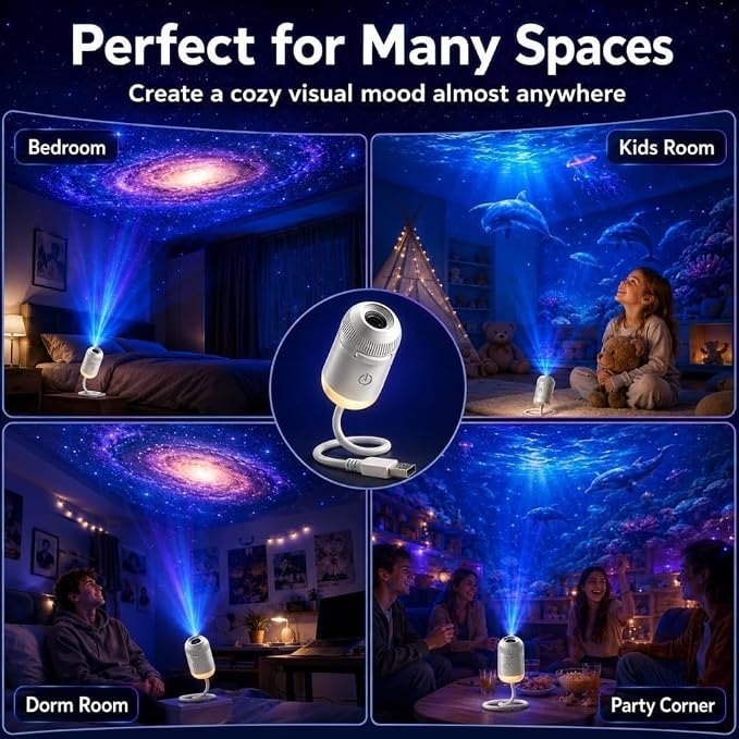 Galaxy Projector, Ocean Projector, 5D Holographic Night Light Projector, Plug and Play Hd Star Projector, 360° Adjustable Hd Galaxy and Ocean Projector for Bedroom Ceiling，Ocean & Galaxy 12pc