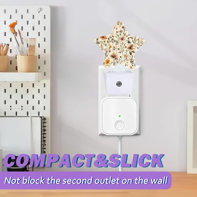 Rustic Wildflower Night Lights Plug Into Wall Decorative,Vintage Floral Sleep Friendly Lamp, Energy Efficient Dusk-to-Dawn Sensor Nightlights for Kid Bedroom Nursery Bathroom