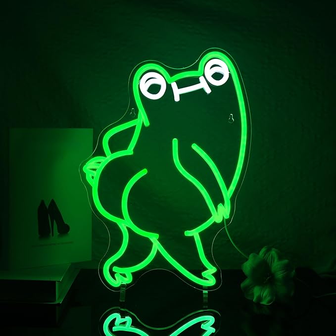 Funny Frog Neon Sign for Wall Decor Led Neon Signs Light Bar Decor Up Sign Room Decoration Neon Lights Sign Frog Decor USB Powered for Man Cave Lamp
