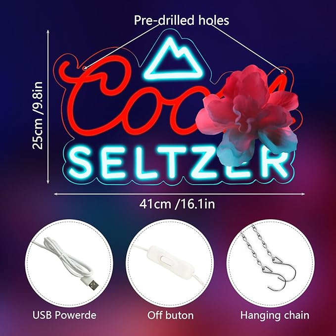 JFLLamp Beer Neon Signs for Wall Decor Crs Seltzer Neon Lights for Bedroom Led Signs Suitable for Dormitory Man Cave Christmas Gift