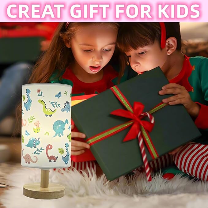 Dinosaur Kids Table Lamp for Bedroom Cute Desk Lamp for Girls Boys Room | 3 Color Modes Led Nightstand Night Light with Dino Cartoon Bedside Lamp for Kids Room,Nursery Decor,Dinosaur Gifts for Boys