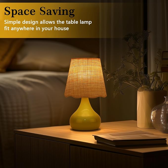 Ziqqeelam Cordless Table Lamp Rechargeable, Green Mini Cute Table Lamp for Nightstand, Battery Operated Small Table Lamp for Small Spaces for Kitchen Counter, Bookshelf, Bedside, Bedroom, Living Room
