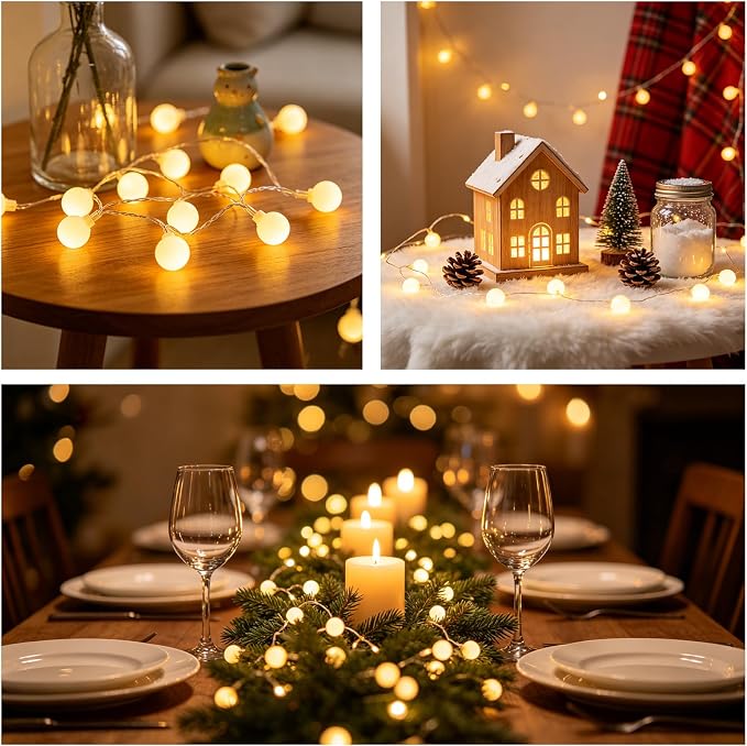 99FT 200LED Globe String Lights, Battery Powered Waterproof 8 Modes Hanging Fairy Lights with Remote for Patio Garden Holiday Tree Yard Party Wedding Indoor Outdoor Decor, Warm White