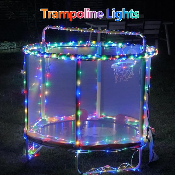 YEGUO Solar Rope Lights Outdoor Waterproof, 2 Packs Each 33ft 100 LED String Lights, 8 Modes Fairy Lights in Clear Thin Tube for Camping Fence Patio Garden Trampoline Deck(Multicolor)