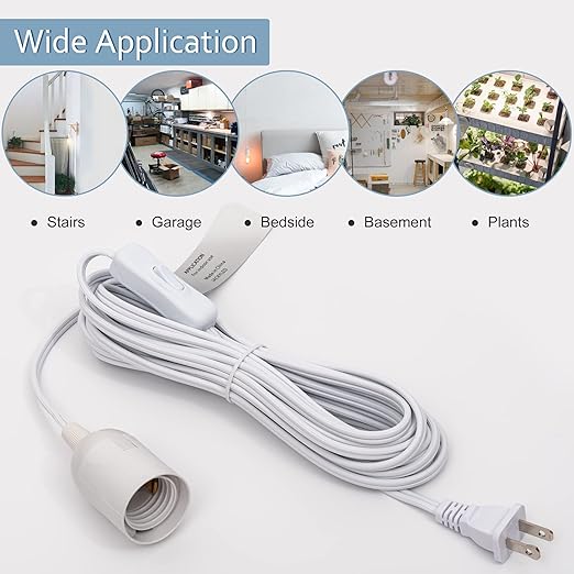 UL 15Ft Extension Hanging Lantern Cord Cable JACKYLED 4-Pack 360W with E26 E27 Socket On/Off Button Pendant Lighting