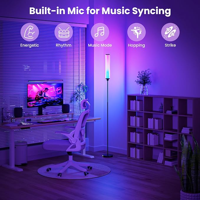 FRIDEKO HOME RGBCW Standing Lamp, Modern Floor Lamp with App & Remote Control,1500lm LED Corner Lamp with Music Sync and 16 Million DIY Colors for Bedroom Living Room