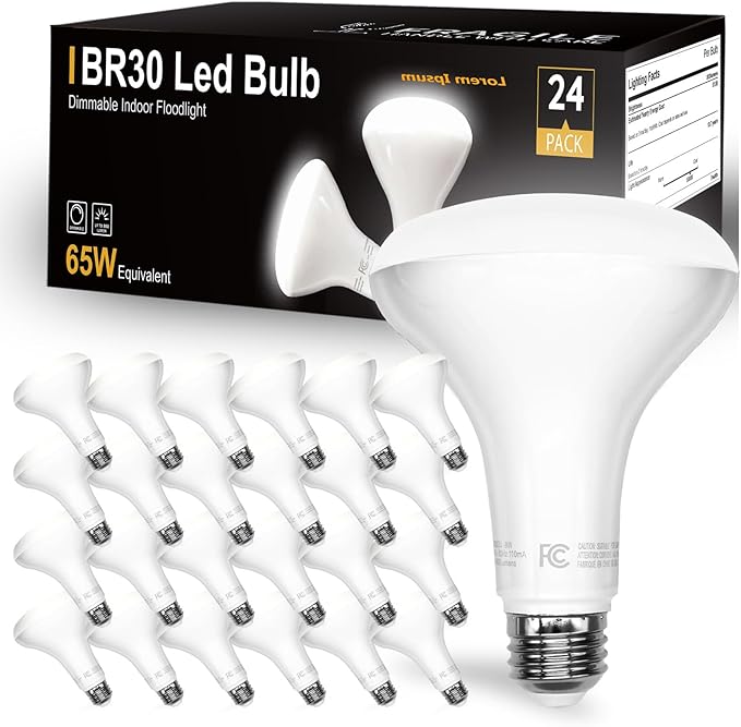 DAYBETTER 24Pack BR30 LED Light Bulbs Indoor Flood Light,65W Equivalent,Dimmable,Daylight White 5000K,800LM,E26 Base,9W LED Recessed Can Bulb for Living Room Bedroom Dining Room Bathroom