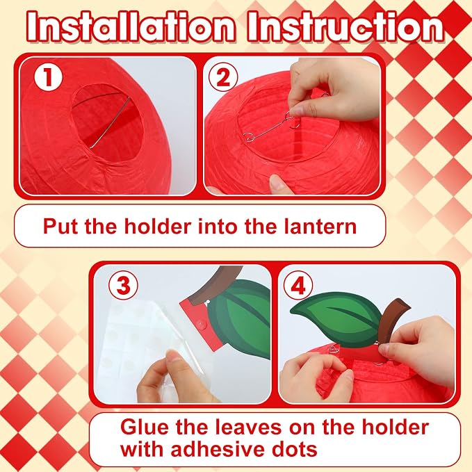 12 Pcs 10 Inch Back to School Decoration Red Apple Orchard Theme Hanging Paper Lanterns First Day of School Party Decor for Kindergarten Preschool Classroom Ceilings Decor Birthday Supplies
