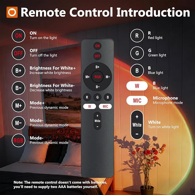 Sunset Lamp Projector with Remote Control, Multiple Colors LED APP Control Sunset Light Three Control Methods Night Light for Room Decor/Christmas Gift/Photography/Party/Bedroom Decor