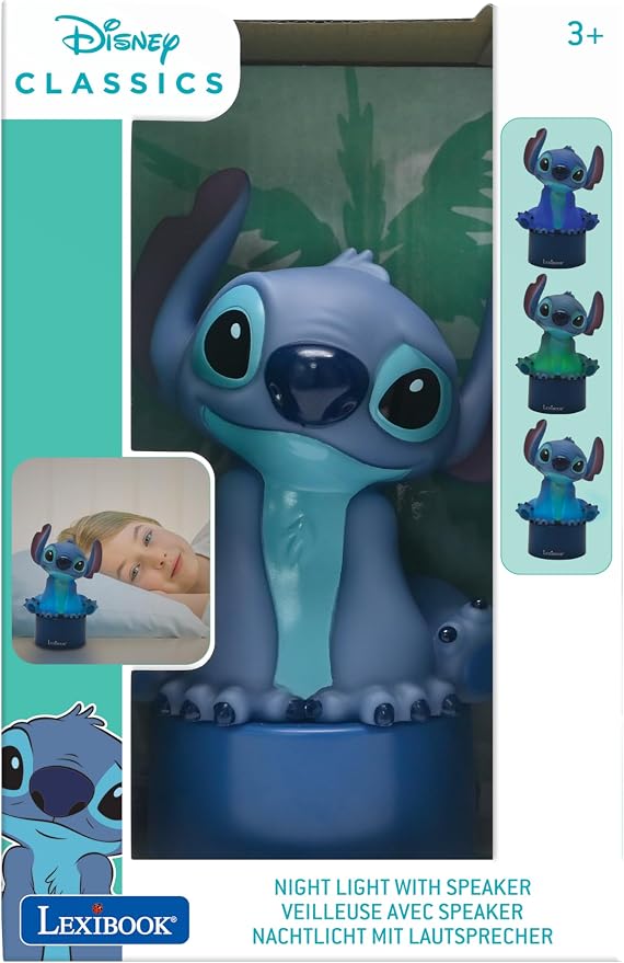 LEXiBOOK, Stitch Nightlight Speaker, NS01D | Colour changing light, Soft glow, Battery operated