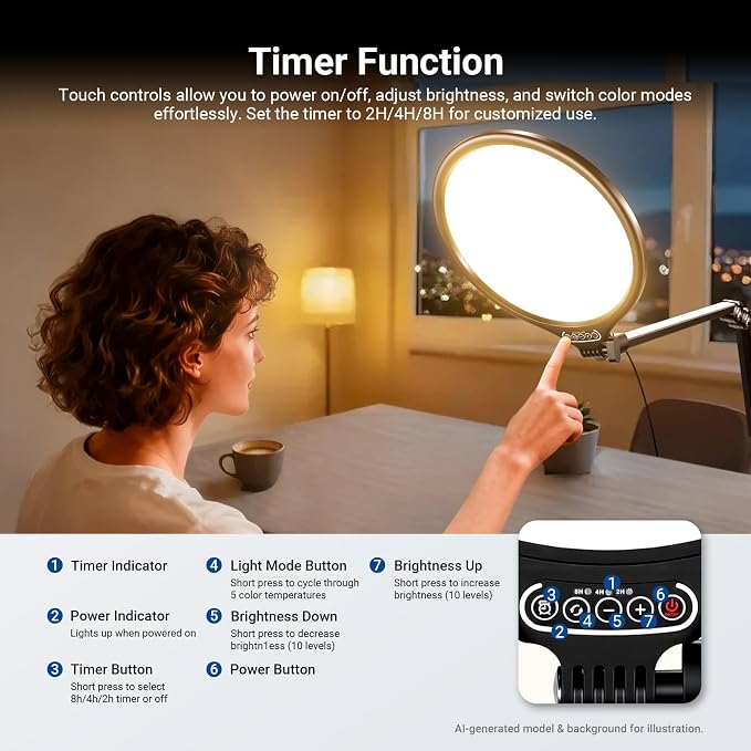 NEEWER Basics 2 Pack 10.5" Streaming Key Lighting, 3000-6500K 15W Full Screen LED Panel Ring Light with Adjustable Arm Stand Desk Clamp Timer for Laptop Computer Video Conference Zoom Makeup, R10