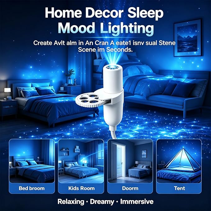 Ocean Projector, Ocean & Galaxy Night Light for Bedroom, Car(15 Patterns) | LED Starry Sky Lamp with 360 Degree Flexible Gooseneck for Home Decor Sleep Mood Lighting