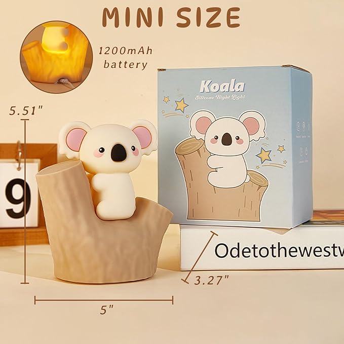 Night Light for Kids, Cute Koala Silicone Night Light, Bedside Lamp with 30/60min Timer, Touch Control Dimmable Lamp, LED 7 Colors Rechargeable Lamp for Toddler Boys Girls Room Christmas Decor (Koala)