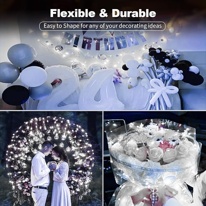 24 Pack Fairy Lights Battery Operated, 7ft 20 LED Mini String Lights, Waterproof Silver Wire Firefly Lights for Mason Jars Wedding Christmas Party Bedroom Indoor Outdoor Decoration(Warm & White)