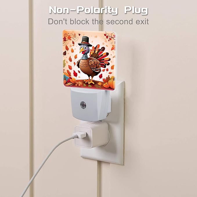 Cute Cartoon Turkey Night Light for Kids,Thanksgiving Day Fall Autumn Night Light Plug in with Dusk to Dawn Sensor,0.5w Energy Saving Nightlight for Hallway Stairway Kitchen Bedroom