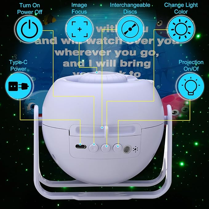 Ocean Bible Verses Projector Galaxy Projector Includes 12 Interchangeable Christian Discs Night Light Set Project Religious on Walls or Ceilings for Christian Ocean Gifts