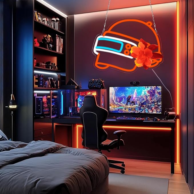 WonderfulLife Helmet Game Neon Sign for Game Zone Decor, Led Lights for Man Cave Play Room Internet Bar or Bedroom Decoration.5V USB Powered,Easy Hanging.