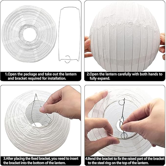 White Paper Lanterns Decorative,Hanging Chinese Lanterns Indoor Outdoor for Birthday, Wedding, Christmas, Bridal, Home Decor, Ceiling Decorations(Size of 4”, 6”, 8”, 10”,12Pcs)