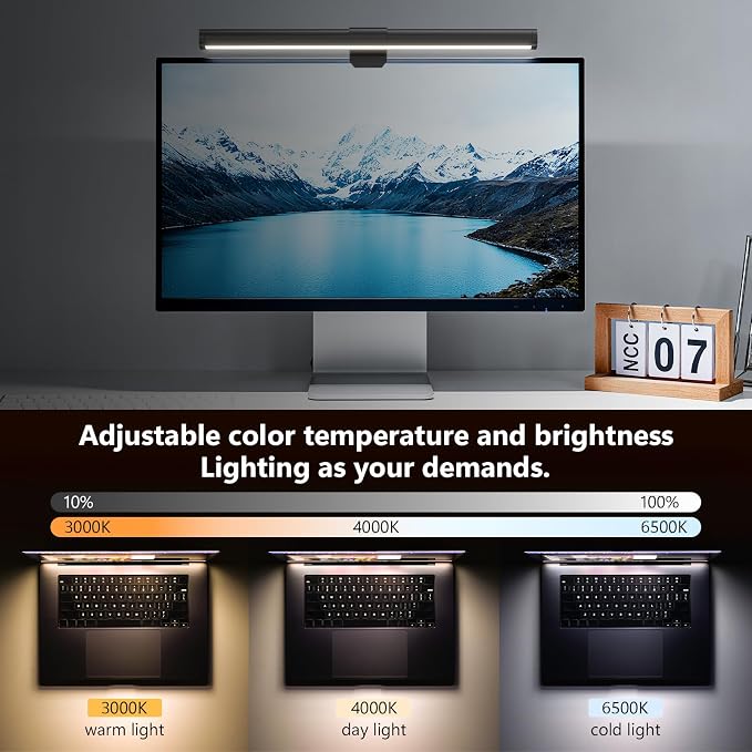 Monitor Light Bar, Eye-Care USB Reading Mnitor lamp, 11.8'' LED Computer Lights with Ultrawide Lighting, 3 Color Temperature Dimmable Desk Light for Home Office Gaming