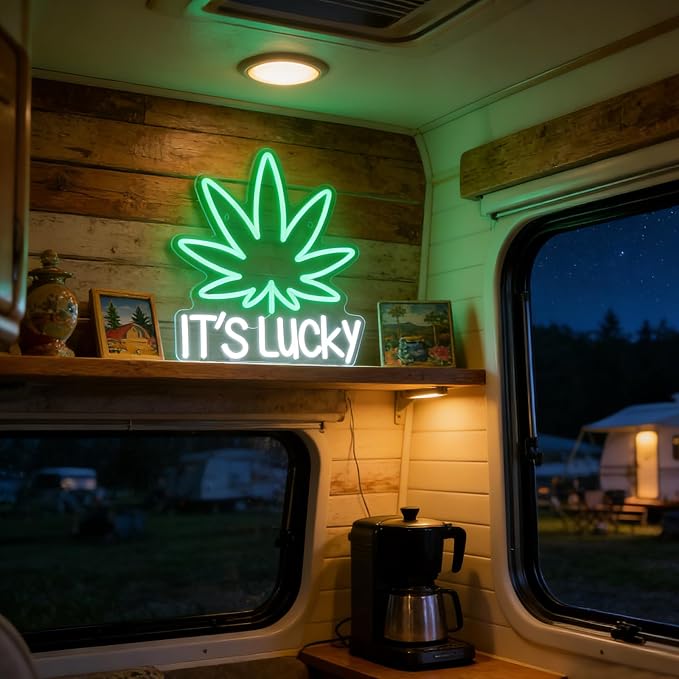 Leaf Weed Neon Sign Dimmable LED Green Neon Light for Wall Decor | USB Powered Green Leaf Neon Light for Man Cave Bedroom Game Room Bar Club Party Hotel Restaurant Christmas Gift Decor