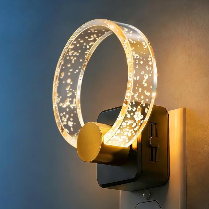 LED Night Light, Decorative Night Light Plug Into Wall | Dusk-to-Dawn Sensor, Dimmable Nightlights, Adjustable Brightness for Hallway, Bedroom,Kids Room,Stairway, Soft White