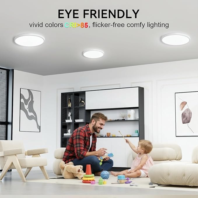hunhun 8 Pack 3200lm LED Flush Mount Ceiling Light 28W 12 Inch 5CCT Adjustable Super Slim 0.87 inch led Ceiling Light Fixture Round Ceiling Lamp for Bedroom Living Room Kitchen Laundry White