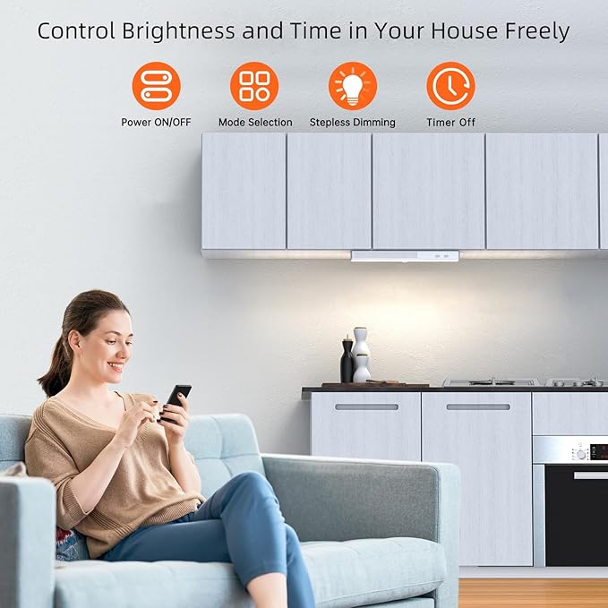 LED Closet Light, 30LEDs Dimmer USB Rechargeable Motion Sensor Light Under Cabinet Lighting, Stick-Anywhere Night Safe Light Bar for Wardrobe,Kitchen-2 Pcs