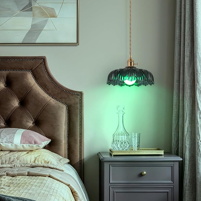 Battery Operated Pendant Light,Vintage Light Fixtures RGB Light Gray Blue 2500mAh 9.4in Modern Chandelier with Remote Control Wireless Adjustable Rechargeable Chandelier for Kitchen Island 1Light