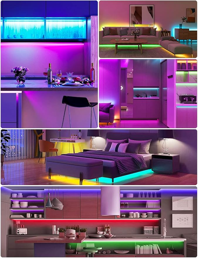 Daymeet Motion Sensor LED Strip Lights, 16.4ft RGB Motion Activated Under Bed Lights with Automatic Shut Off Timer App Control Cabinet Night Light Closet Lights for Hallway, Kitchen,Bedroom