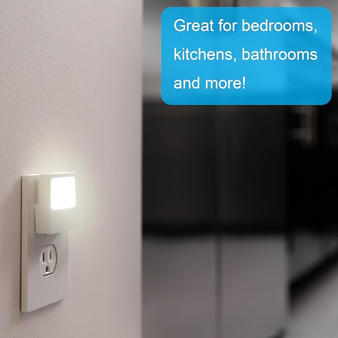 GE White Always-On LED Night Light, Plug into Wall, Compact, Soft Glow, UL-Listed, Ideal for Bedroom, Nursery, Bathroom, Hallway, 11311,(Pack of 8)