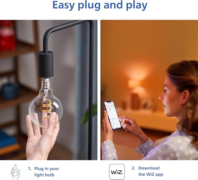 PHILIPS Smart Vintage Amber G25 25W Color Filament LED Smart Bulb 4 Pack - E26 Indoor -Connect to Your Wi-Fi - Control with Voice or App - Powered by WiZ Connected