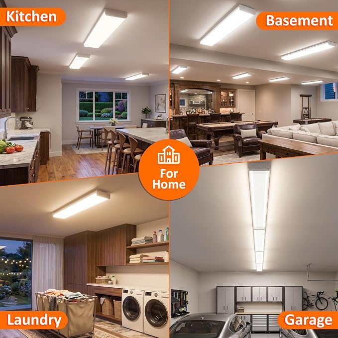 4FT LED Wraparound Light, ETL Listed 3 CCT & 3 Wattage Wrap Light Fixture, 75W/65W/55W 4000K/5000K/6000K Ceiling Light for Garage, Workshop, Closet, Kitchen, Shop, Laundry
