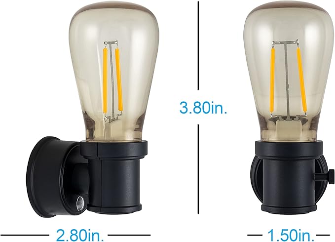 GE Vintage LED Edison Night Light, Plug-in, Dusk to Dawn, Farmhouse Decor, Mood Lighting, Home Decor, Ambient Lighting, LED Lights for Bedroom, Bathroom, Kitchen, Hallway, Black, 2 Pack, 71349