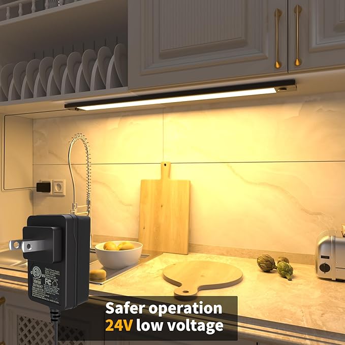 WOBANE 16.5 inch Under Cabinet Lighting,Dimmable Counter Lights for Kitchen | 5 Color Settings from 2700K-6000K,800 LM Super Bright,Plug in LED Light Bar for Cupboard,Workbench,Shelf, Desk,Showcase