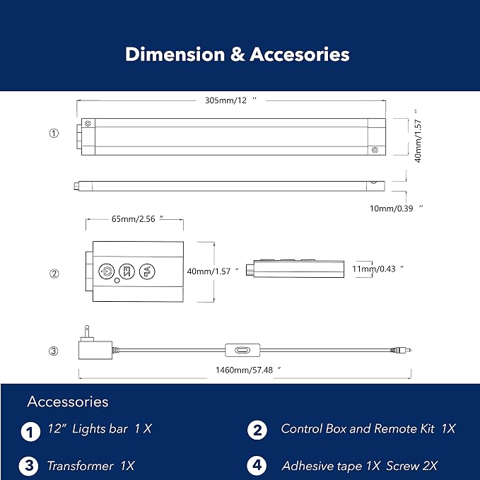 LED Smart Under Desk Lights Plug in White & RGB Color Changing Dimmable with Remote. Alexa, Google Enabled. Under Counter Lighting Bar for Kitchen, Shelf, Cupboard, Cabinet, Monitor (1-Bar Kit, 12")