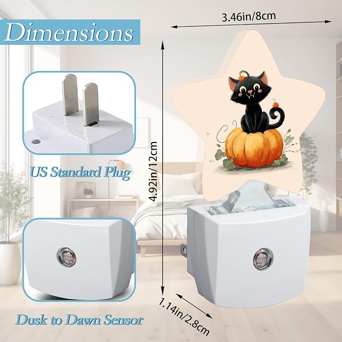 Happy Halloween Night Light,Plug-in Wall Led Night Lights Decor for Boys Girls Room,Dusk to Dawn Sensor Wall Lamp for Bedroom/Bathroom/Hallway,0.5w