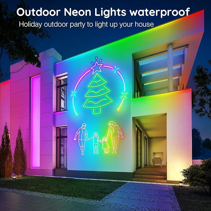 SINLEY Led Neon Rope Lights 20FT,Control with App/Remote,Flexible Led Rope Lights,Multiple Modes,IP68 Outdoor RGB Neon Lights Waterproof,Music Sync Gaming Led Strip Lights for Bedroom Indoor