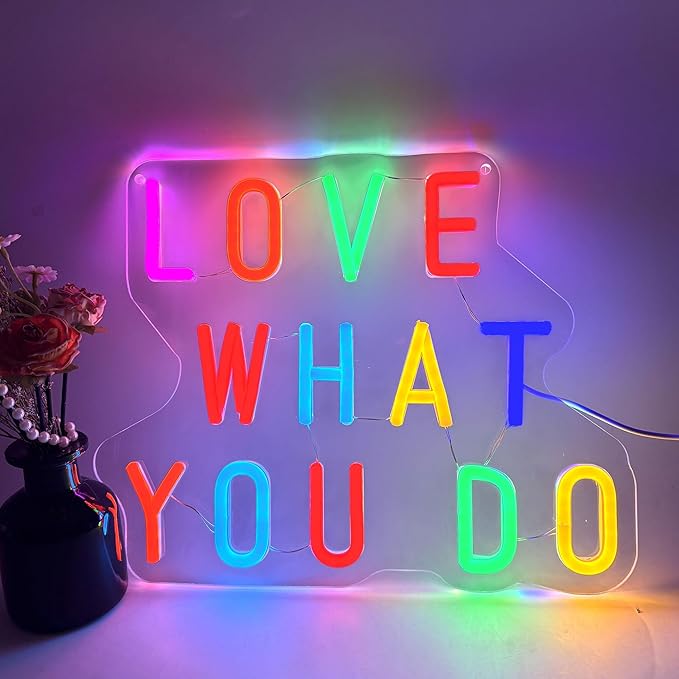 Love What You Do LED Neon Sign, Inspirational Wall Decor with Dimmable USB Powered Neon Light for Bedroom, Living Room, Office, Bar Decor Holiday Birthday Gift