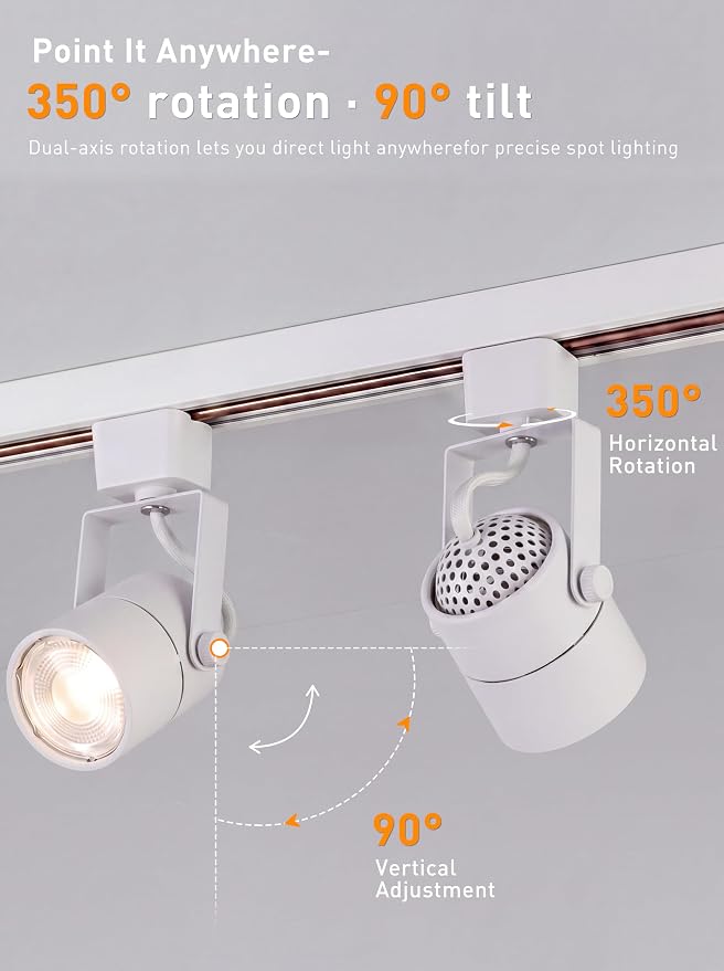 [12 Pack] CLOUDY BAY H Type Track Lighting Heads to Gu10 Base Socket Light Direction Adjustable,Round,White