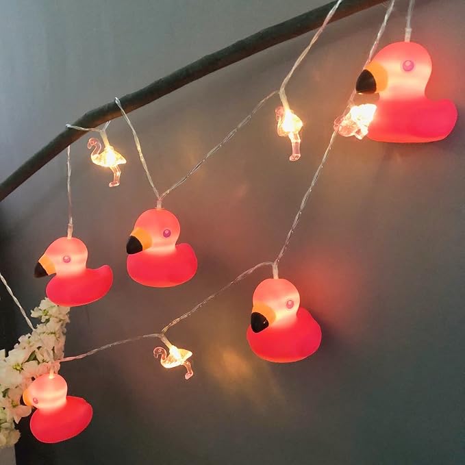 Cute Flamingo Lights Flamingo String Lights Battery Operated Flamingo Fairy Lights for Children Bedroom Home Wedding Holiday Decortion (Flamingo, 1.65m/10LED)