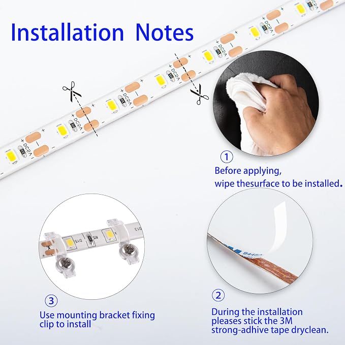 Battery Powered Led Strip Lights, Warm White, with Remote, 13.2ft, 240LEDs Dimmable, Timer, Cuttable Suitable for Bathroom, Fish Tank, Marriage, Kitchen, Waterproof.
