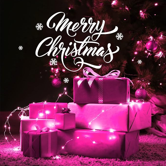 JMEXSUSS 2 Pack Fairy Lights Battery Operated, Pink Lights for Bedroom Dorm | Total 66ft 200 LED, with Remote & Timer, 8 Modes, Twinkle String Lights for Christmas Tree Anniversary Valentine's Day Decor