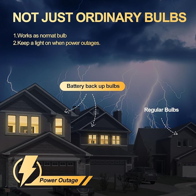 6 Pack Rechargeable Light Bulb,LED Emergency Light Bulb,4Pack WhiteLight Bulbs+2Pack WarmLight Bulbs