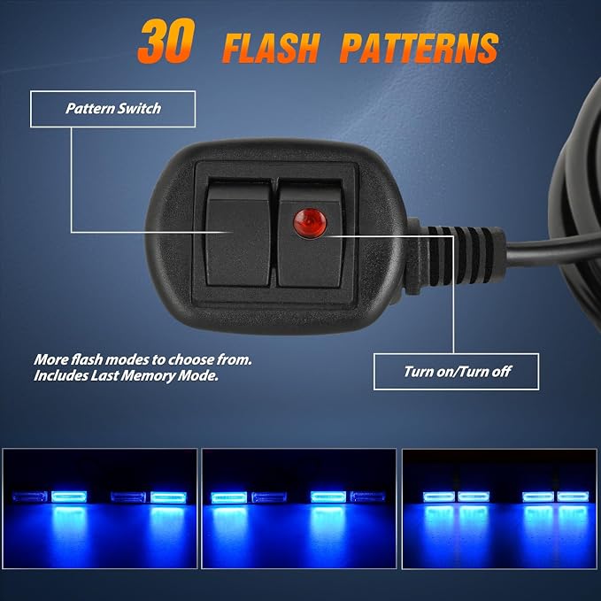 Nilight 40LED Blue Emergency Strobe Traffic Advisor Light Bar with Suction Cups Dash Safety Warning Hazard Flashing Lights Interior Front/Rear Windshield for Trucks Construction Vehicles | with Suction Cups Dash Safety Warning Hazard Flashing Lights In...