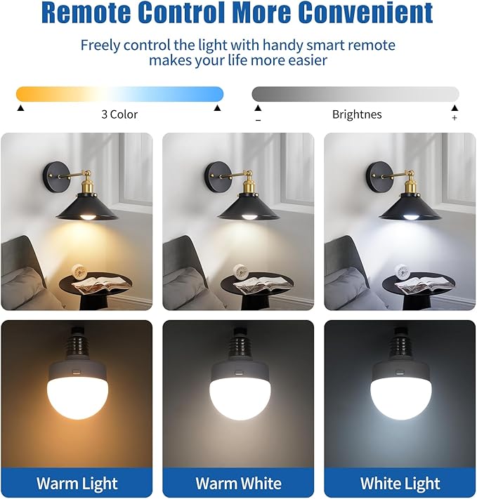 Black & Gold Vintage Rechargeable Battery Operated Wall Sconces, Cordless Battery Powered Led Wall Lights Set of 2, Wall Lamp Fixture Indoor with Remote Control for Bedroom Farmhouse Gallery
