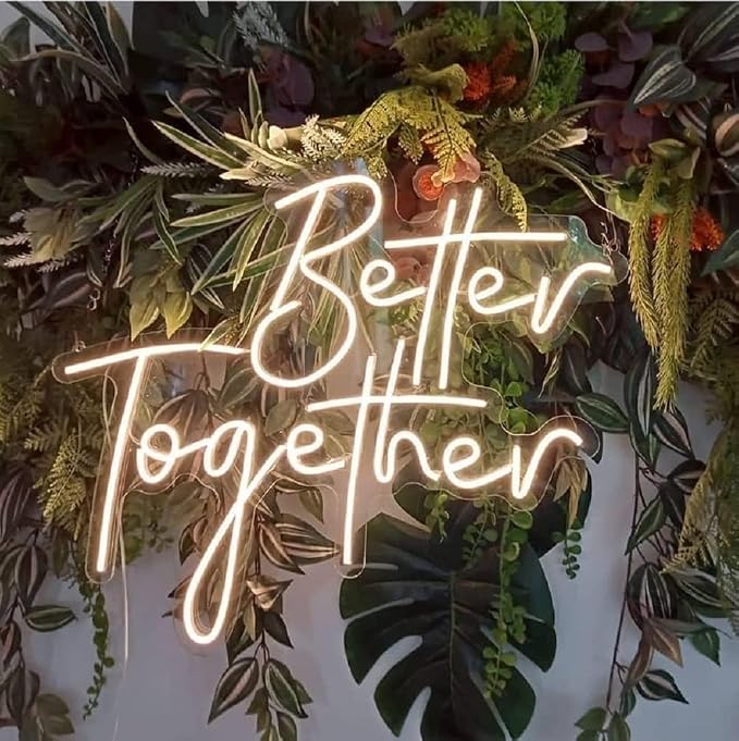 Ulalaza Better Together LED Neon Sign Night Light for Wall Party Décor Bedroom Room Bar Wedding Home Birthday Art Decoration Christmas with USB Chain Light modulator 5v