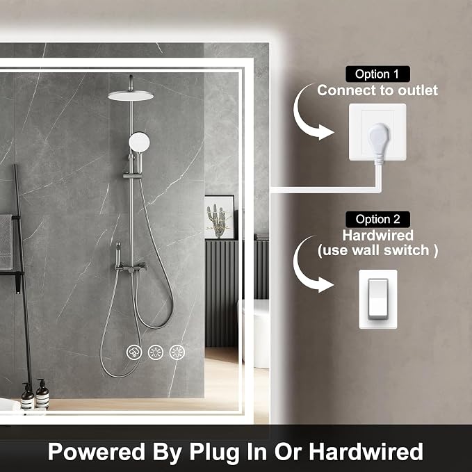 Ratsamee 72x40 Inch LED Bathroom Mirror with Frontlit & Backlit, Lighted Mirror for Bathroom Wall with 3-Color Dimmable & Anti-Fog, Vanity Mirror with Lights