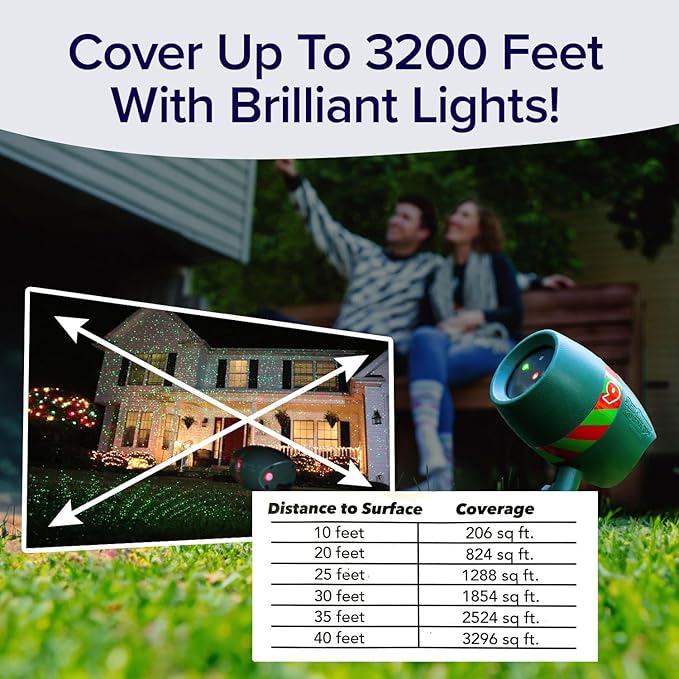 Star Shower Ultra 9 Outdoor Laser Light Show, AS SEEN ON TV, New 9 Unique Patterns, Showers Home w/Thousands of Lights, 3 Color Combinations, Motion or Still, Up to 3200 Sq Ft, Holiday Projector