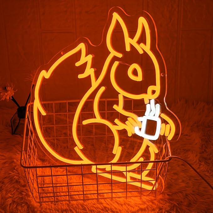 Squirrel Drinking Coffee Neon Sign Squirrel Led Sign Coffee Shop Neon Bar Sign Animal Light Sign Dimmable LED Neon Light for Bar Gaming Room Business Shop Decoration